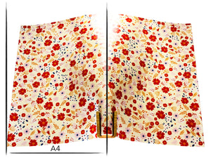 Italian leather panel Russo sakura butter natural flower print