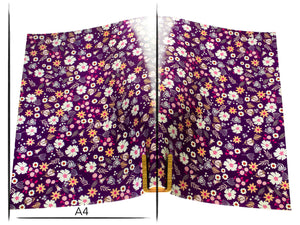 Italian leather panel Russo sakura roxo purple flower print