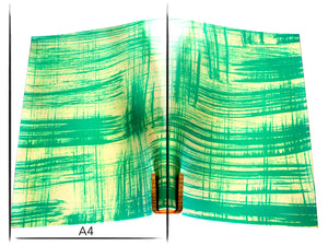 Italian leather panel Russo canvora verdago brush-painted