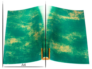 Italian leather panel Russo marbled petrolio light blue