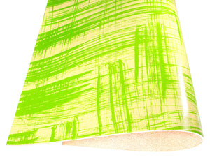 Vegetable tanned leather Russo canvora lime light green brush-painted