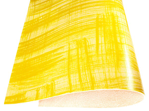 Vegetable tanned leather Russo canvora mustard yellow brush-painted