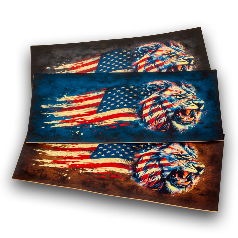 Veg tanned leather bifold wallet cover american flag