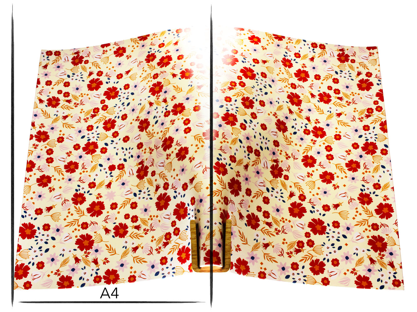 Italian leather panel Russo sakura butter natural flower print