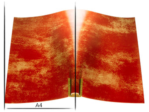 Italian leather panel Russo marbled fuoco red