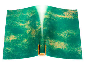 Vegetable tanned leather panel Russo marbled petrolio 