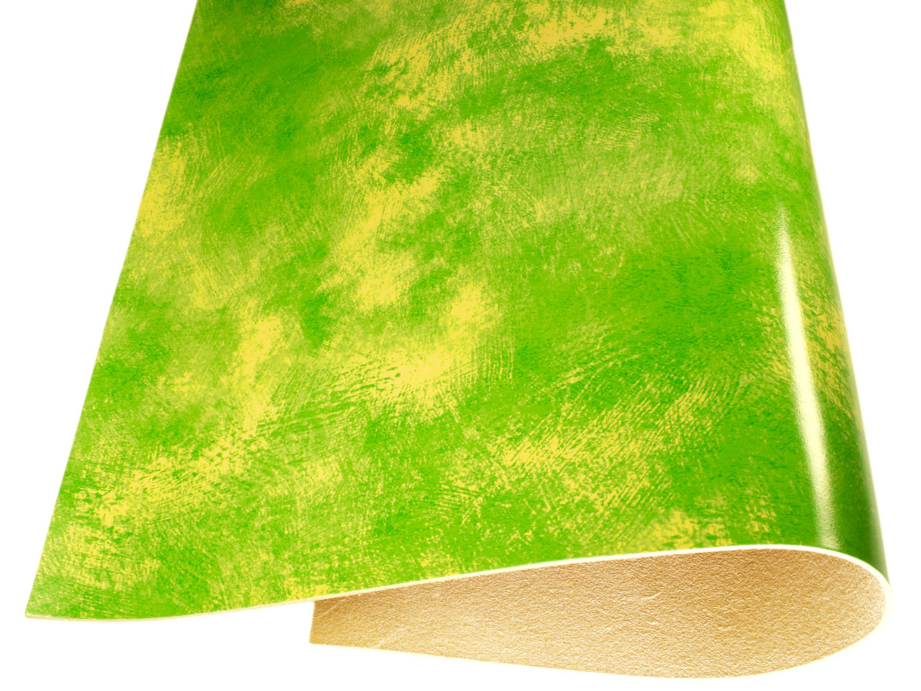 Vegetable tanned leather Russo artesano lime light green brush painted 