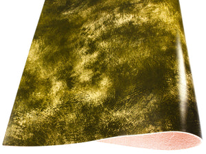 Vegetable tanned leather Russo artesano oliva green brush painted 