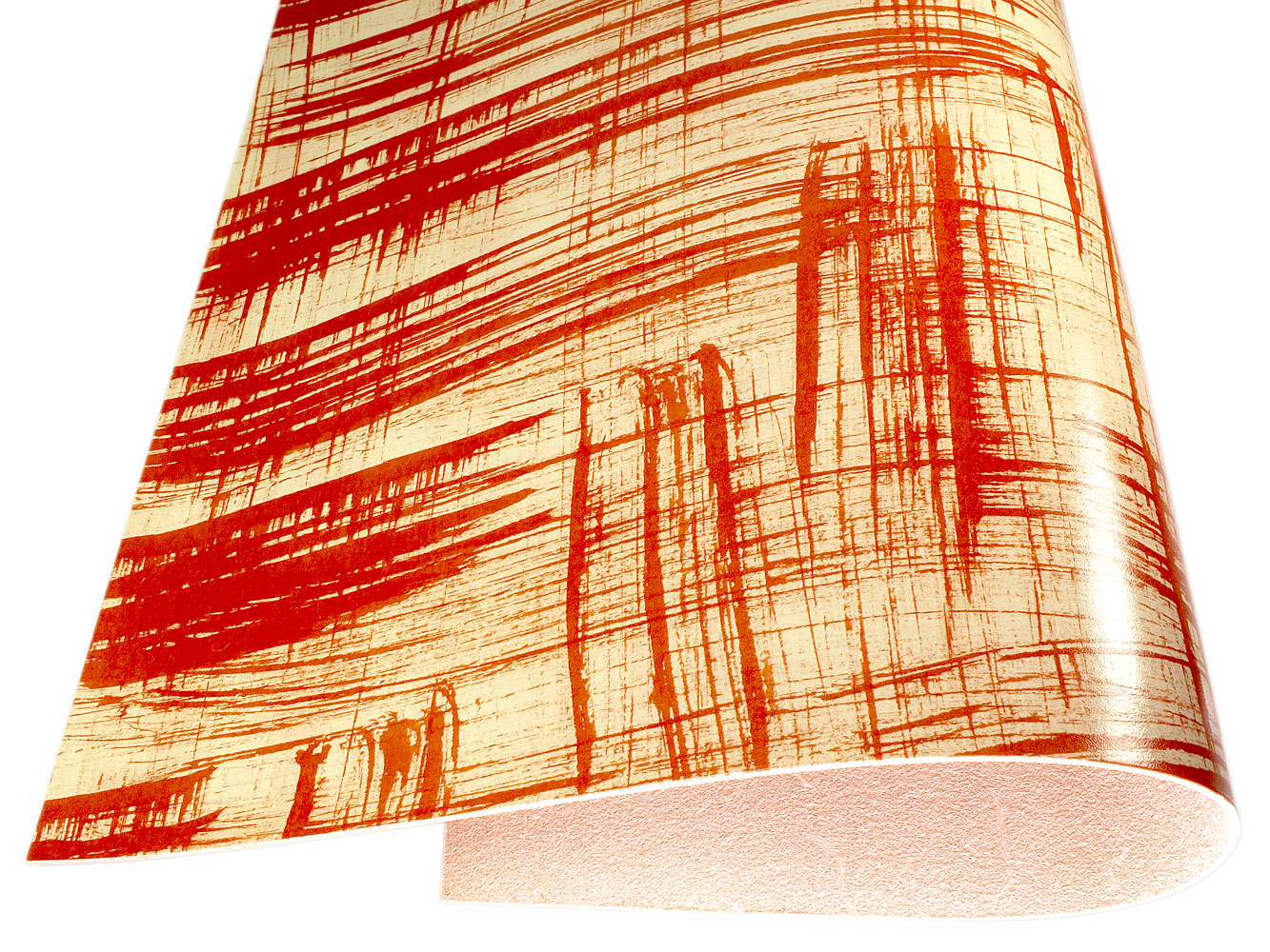 Vegetable tanned leather Russo canvora fuoco red brush-painted