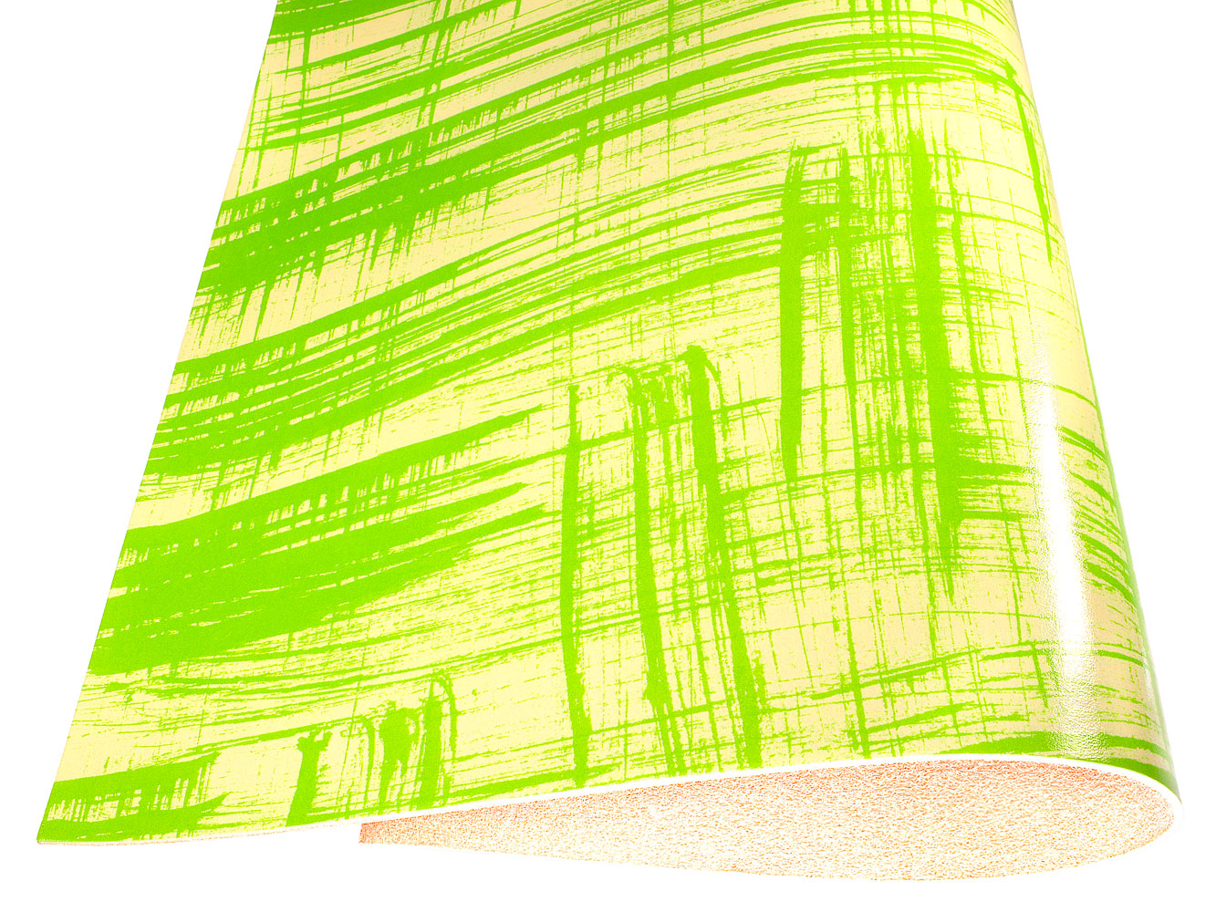 Vegetable tanned leather Russo canvora lime light green brush-painted