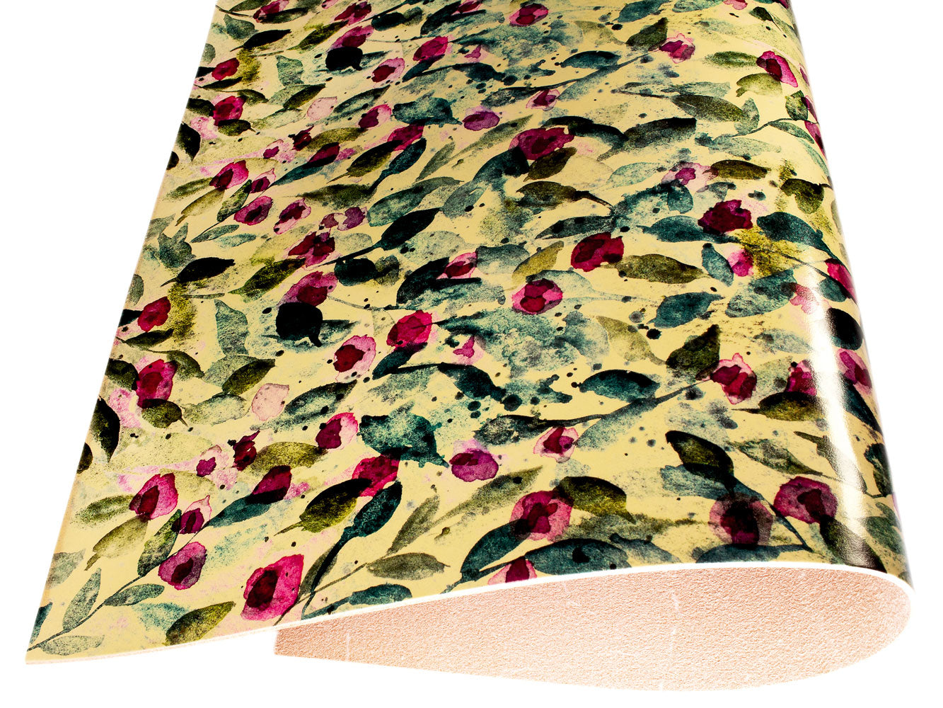 Vegetable tanned leather Russo astratto impasto flower painted