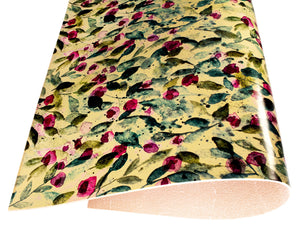 Vegetable tanned leather Russo astratto impasto flower painted