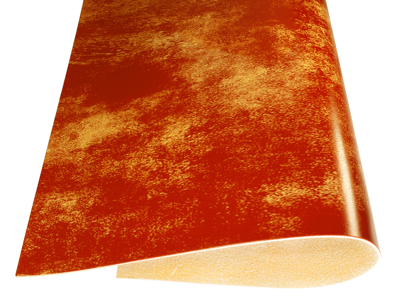 Vegetable tanned leather Russo marbled fuoco red