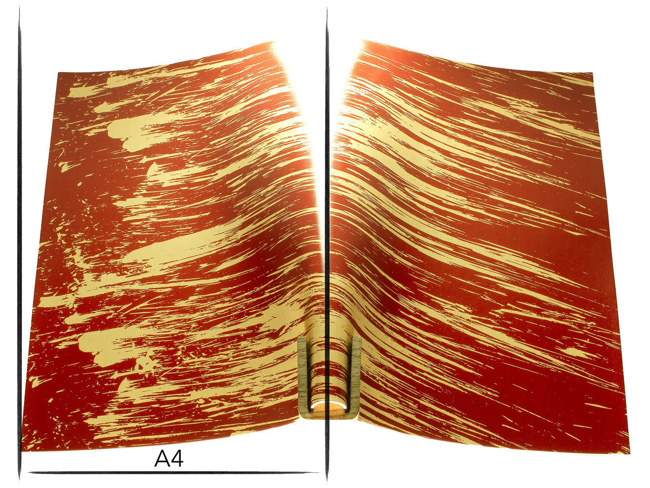 Italian leather panel Russo carrara rusty red stripes